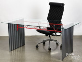 POST-MODERN GLASS TOP DESK AND