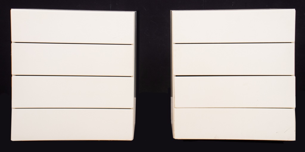 POST MODERN WHITE NIGHTSTAND,