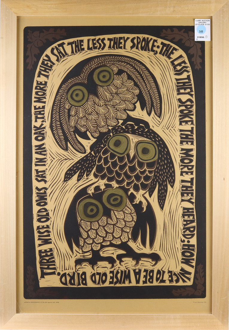 POSTER, THREE WISE OWLS SAT IN AN