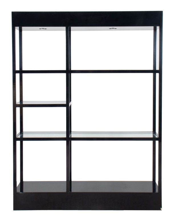 POSTMODERN BLACK LACQUER ETAGERE