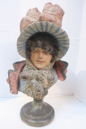 POTTERY BUST OF FRENCH DAMSEL