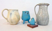 POTTERY LOT, 2 PITCHERS, BIRD