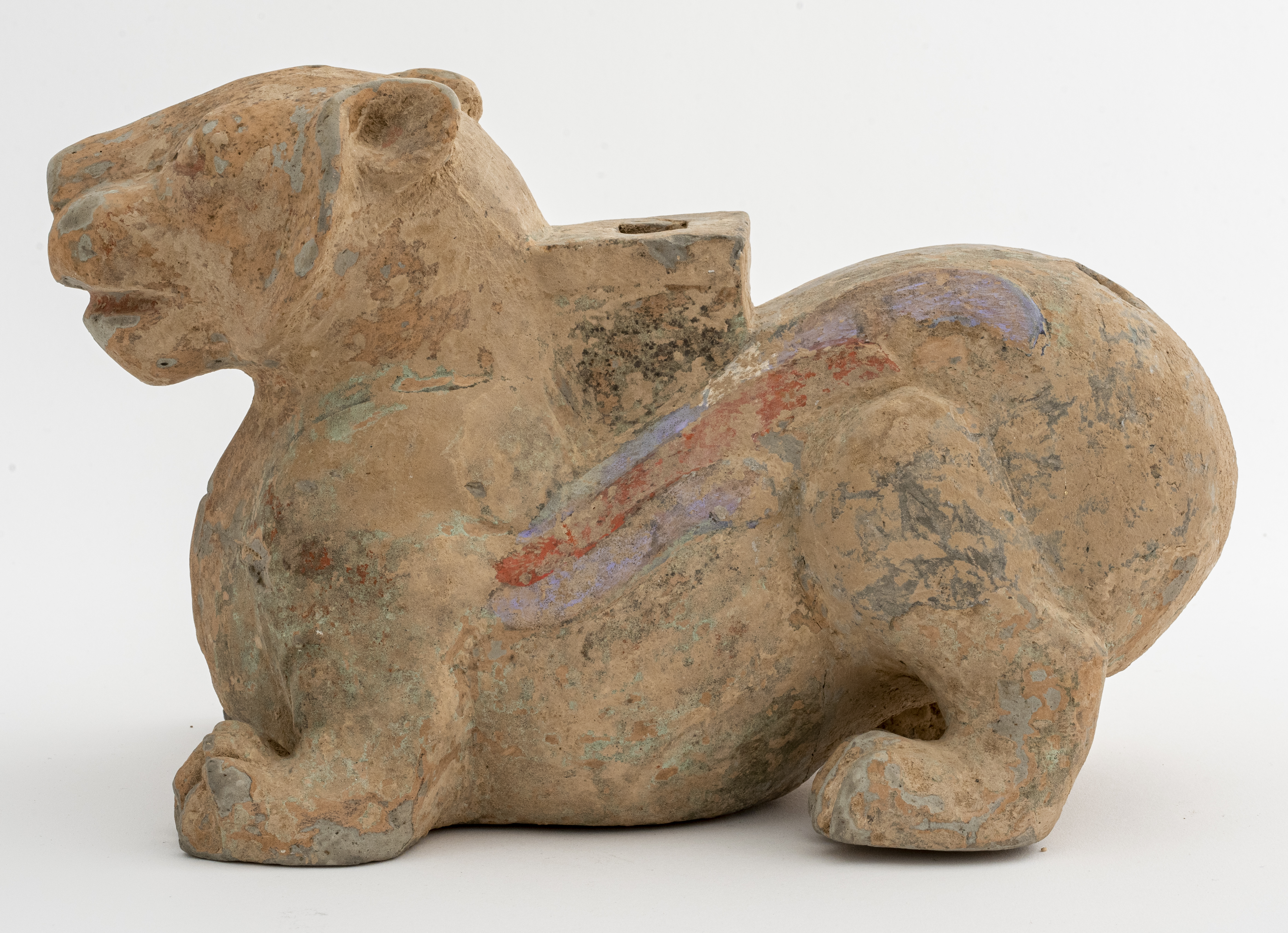 POTTERY SPIRITED SEATED FELINE, HAN
