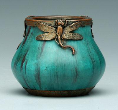 Pottery vase with dragonfly mounts,