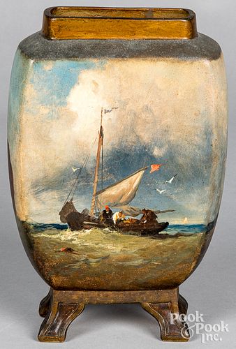 POTTERY VASE, WITH HAND PAINTED