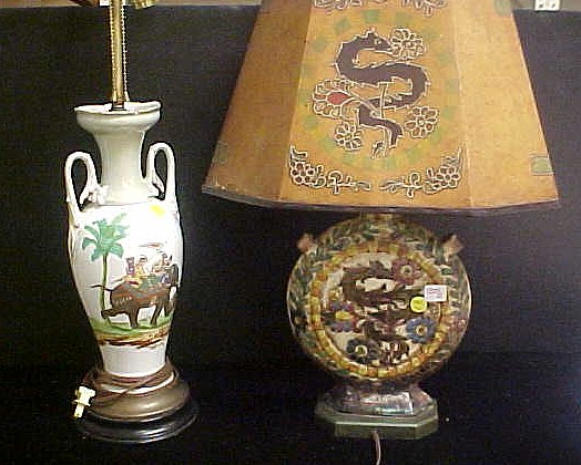 Pottery vessel converted to lamp 