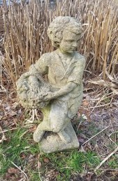 POURED CEMENT FIGURE OF A YOUN