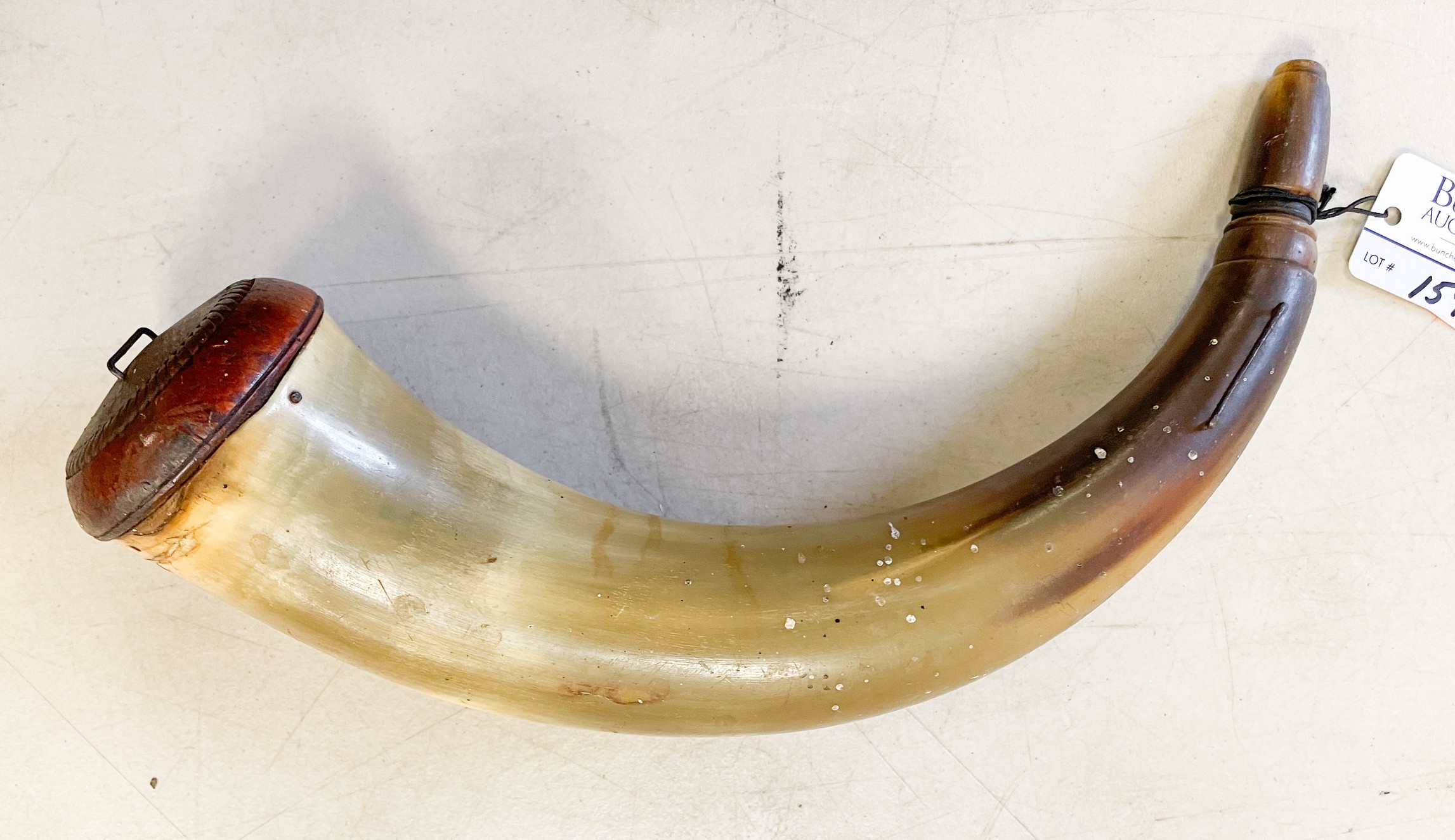 Powderhorn, wood end, 12" l