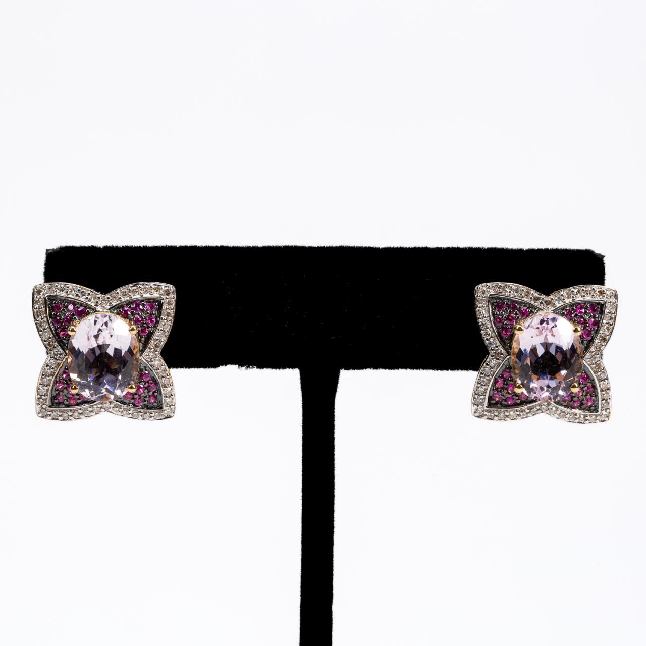 PR 14K GOLD PINK KUNZITE, RUBY, &