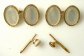 Pr 14K YG & MOP cufflinks, wit