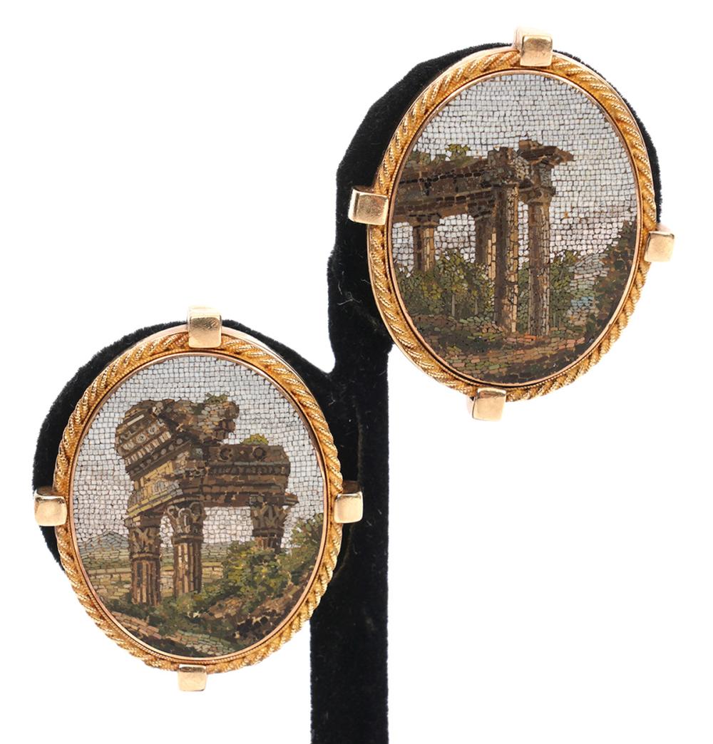 PR. 14K YG MOSAIC CLIP PIERCED