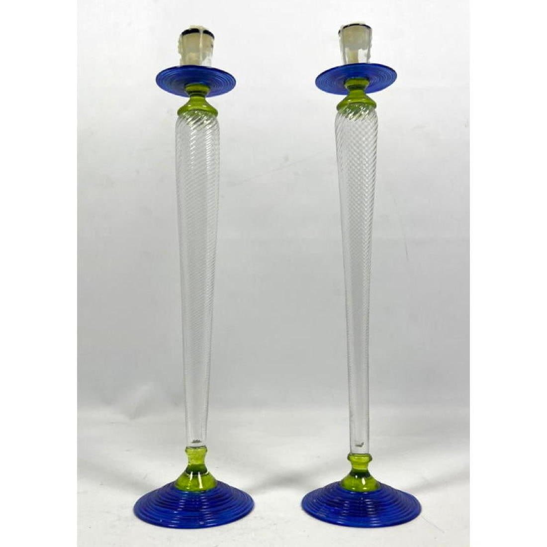 Pr 17 inch STUDIO PARAN Art Glass