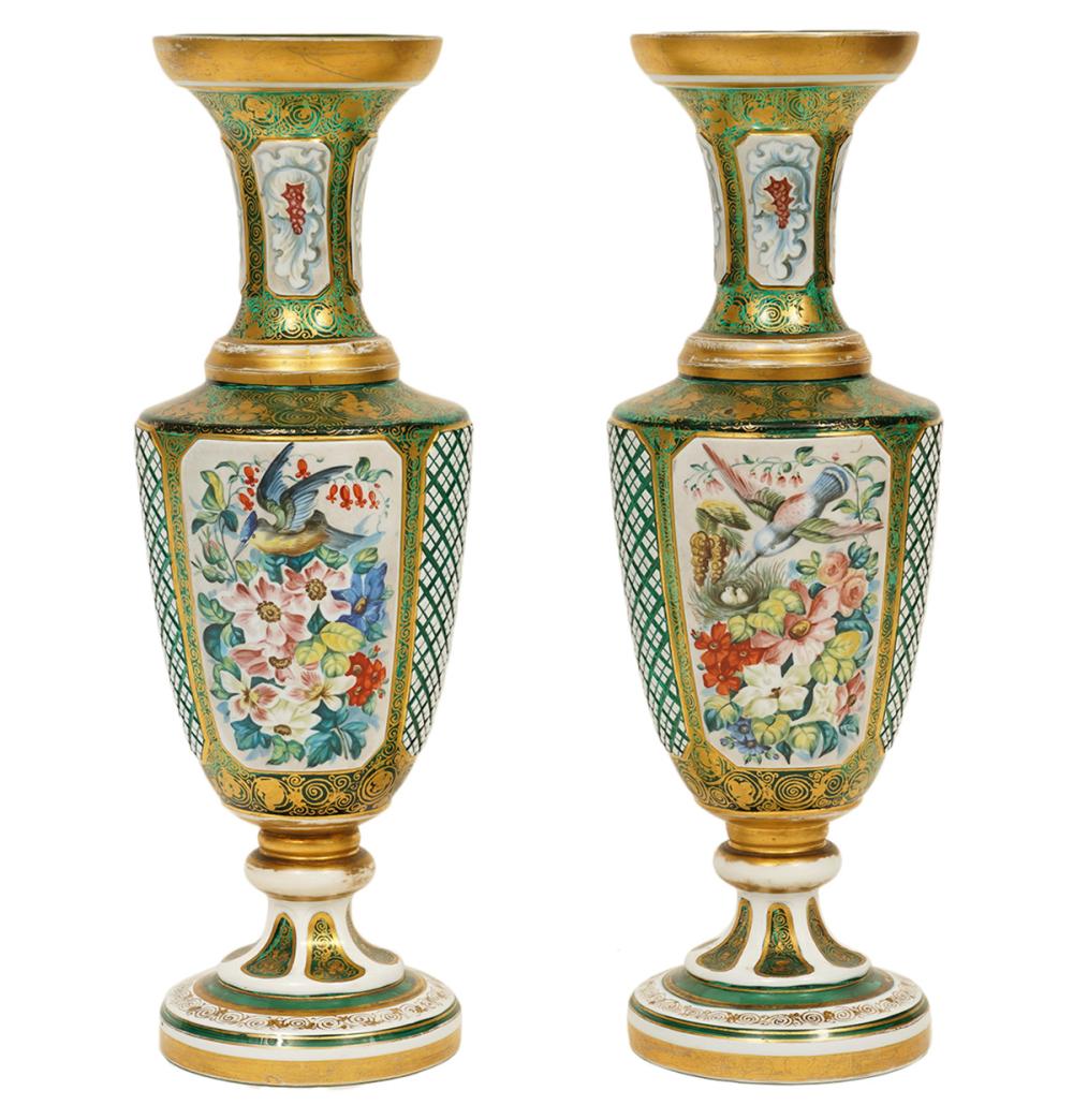 PR. 19TH C. BOHEMIAN PAINTED AND
