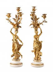 PR 19TH C. BRONZE DORE CANDELA