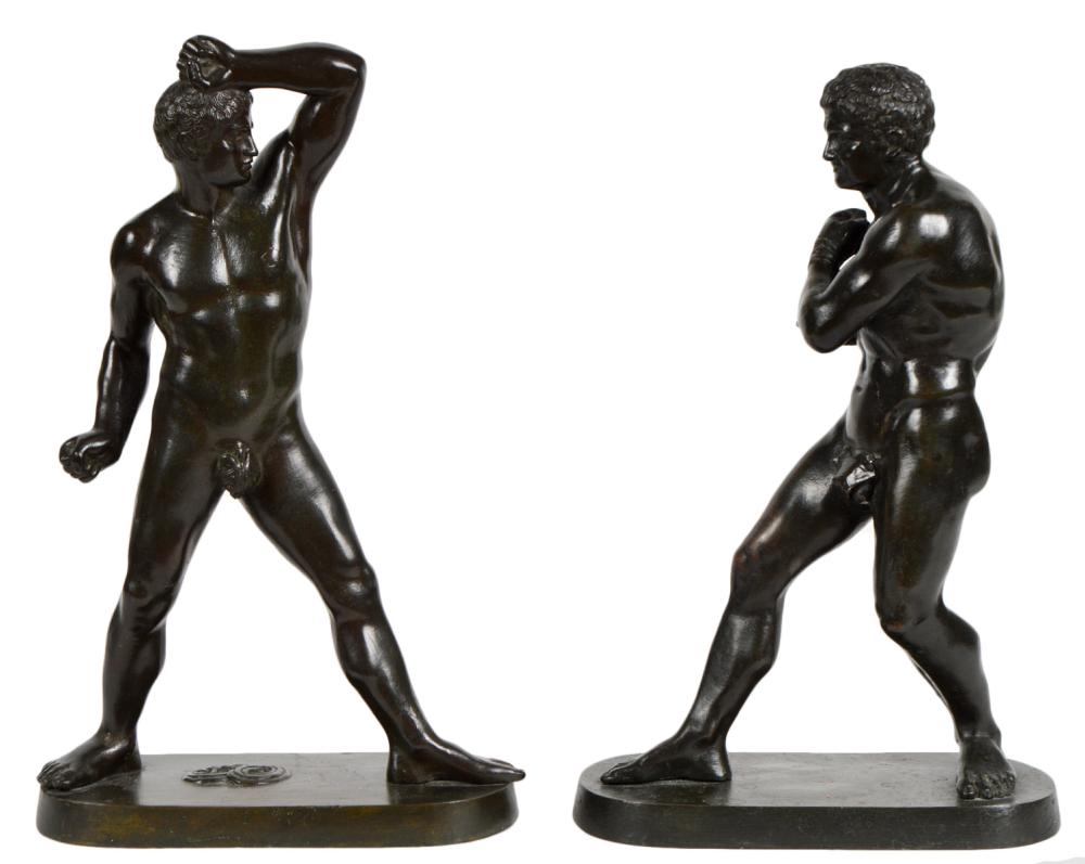 PR. 19TH C. BRONZE ROMAN WRESTER
