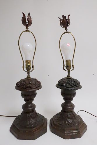 PR. 19TH C. CAST IRON GATE POSTS AS
