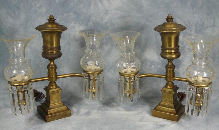 Pr 20th c Argand style double arm