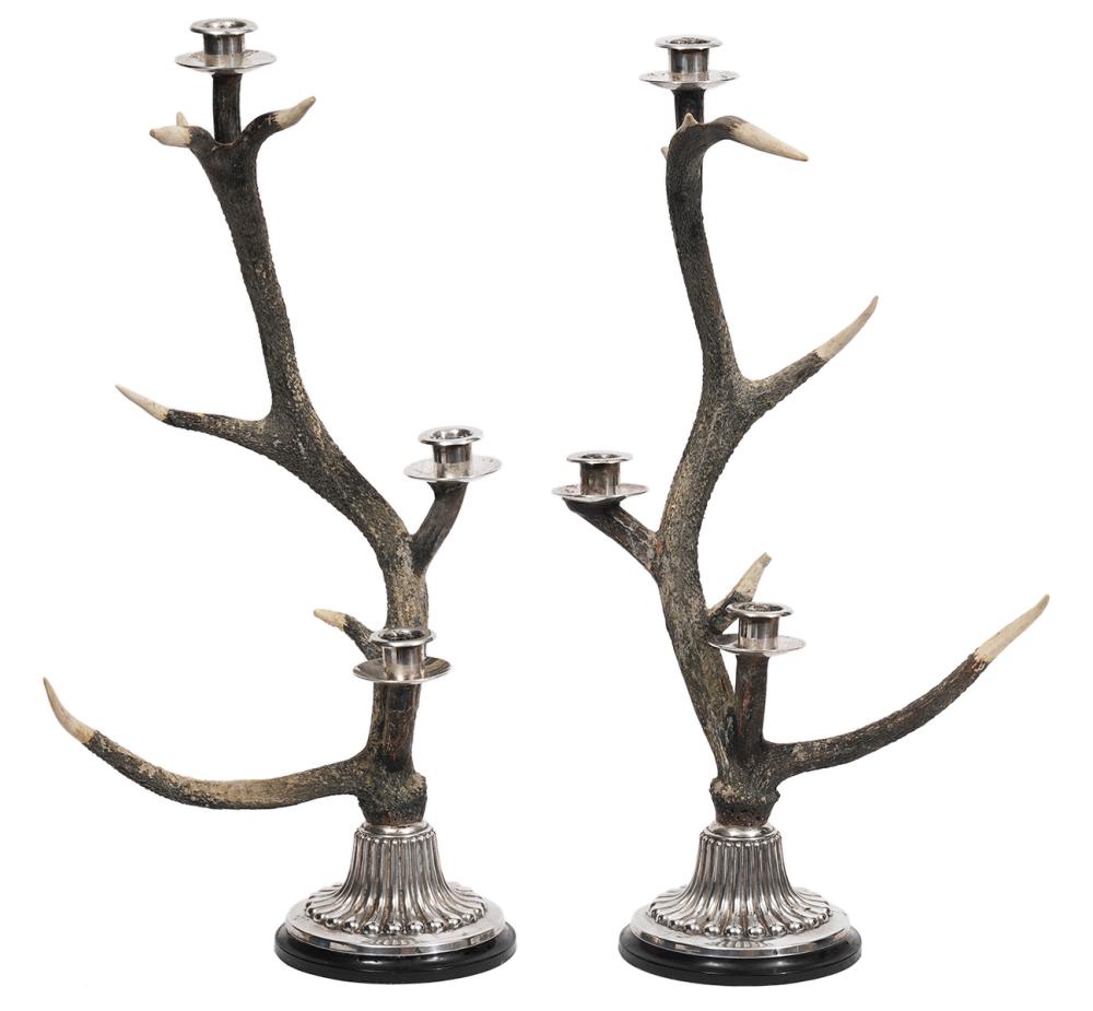 PR. 3 LIGHT ANTLER CANDELABRAS
