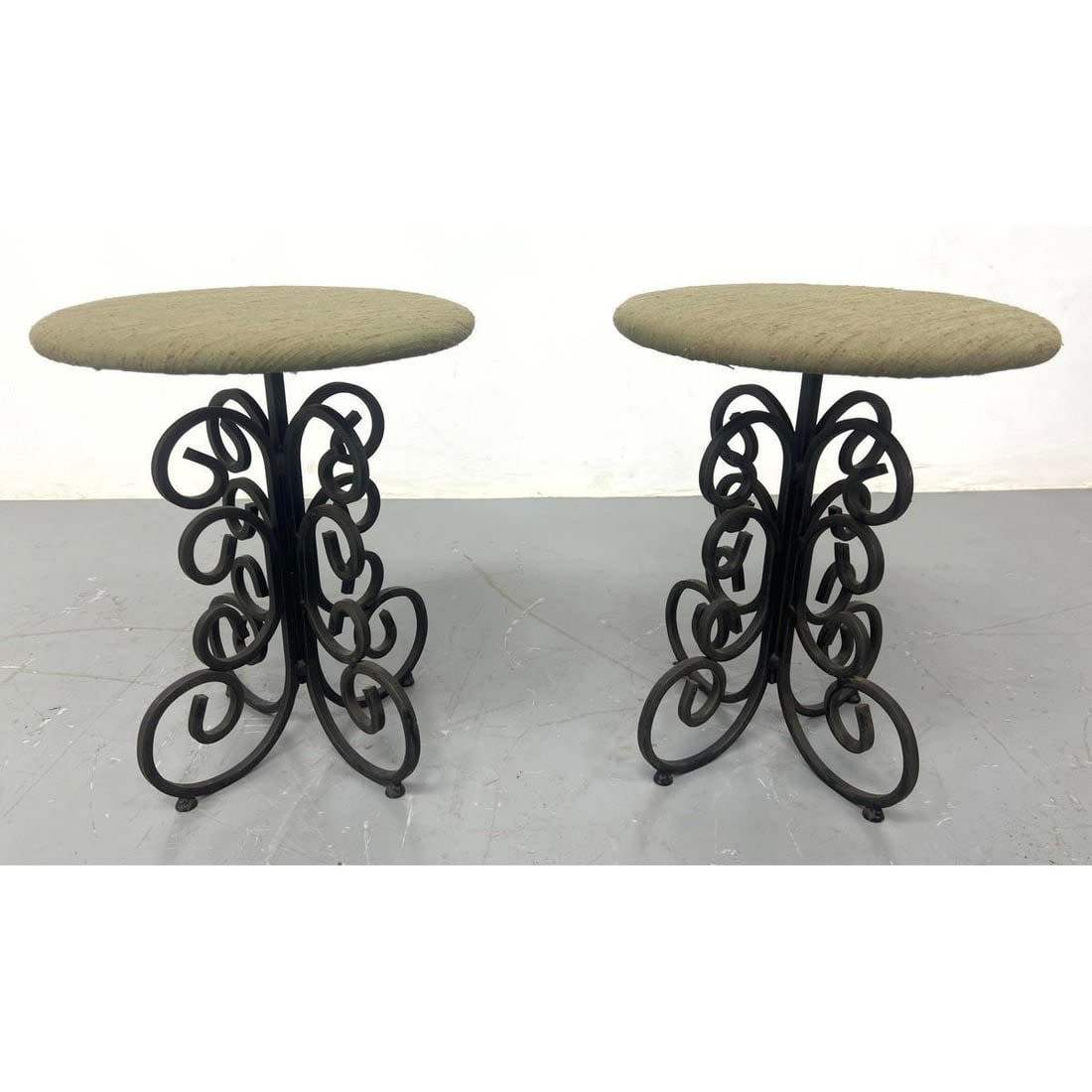 Pr Arthur Umanoff Iron base stools.