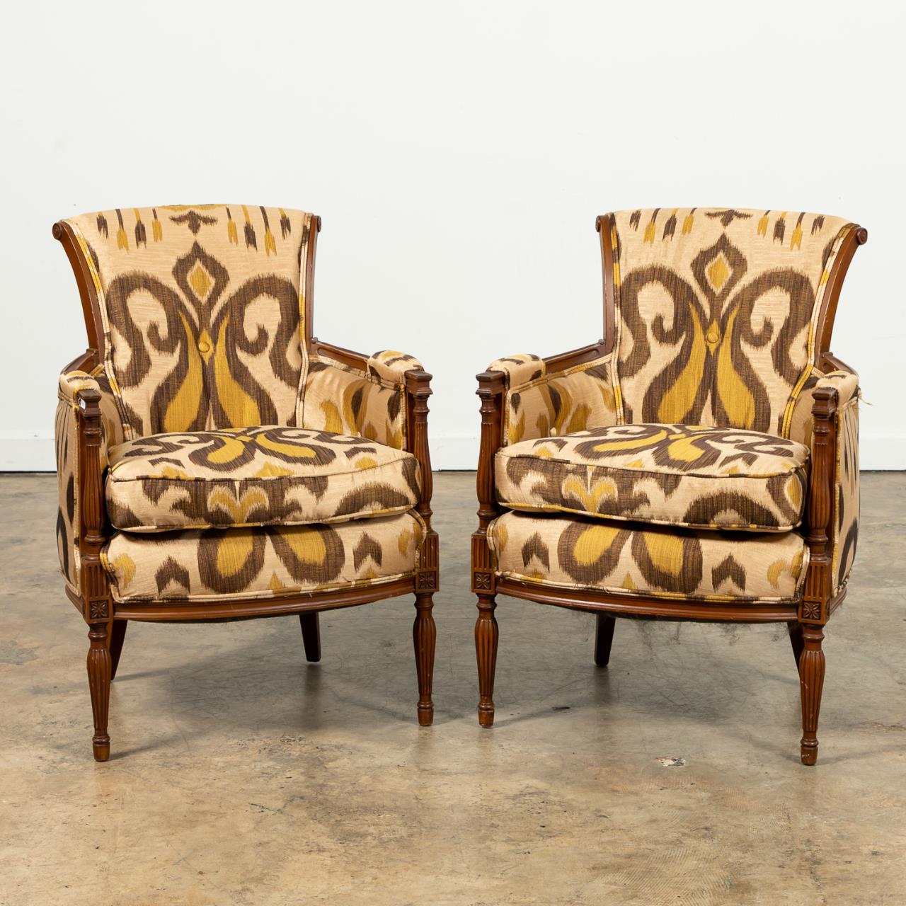 PR., BAKER ARMCHAIRS WITH IKAT