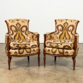 PR., BAKER ARMCHAIRS WITH IKAT