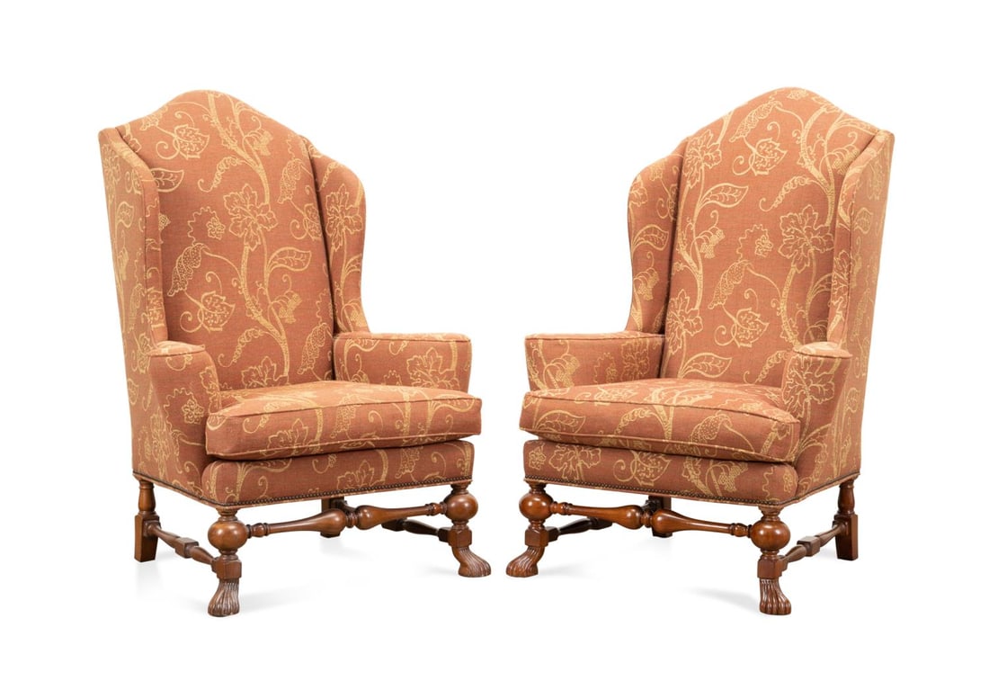 PR BAKER RED & YELLOW UPHOLSTERED
