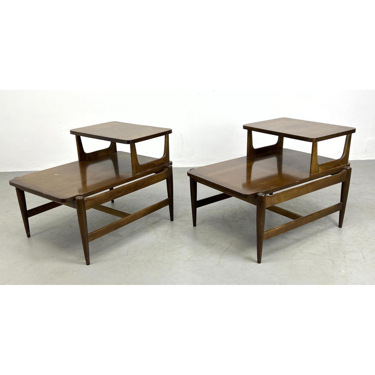 Pr Bassett walnut 2 tier step end