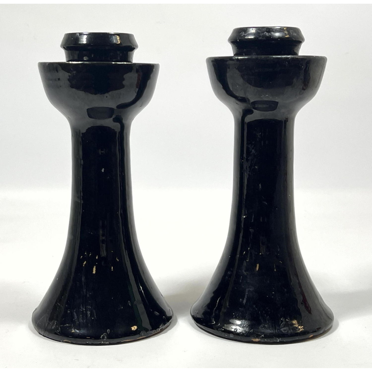 Pr Black Pottery Candlesticks Ben