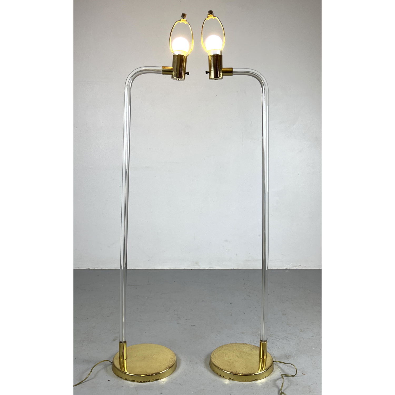Pr Brass and Lucite Modern Design