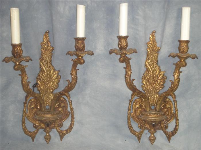 Pr brass double arm French style