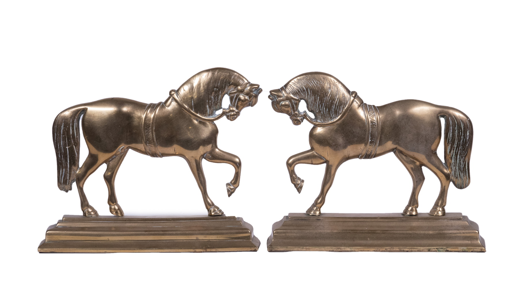 PR BRASS HORSE DOORSTOPS Matched