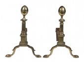 PR BRASS LEMON TOP ANDIRONS Pa