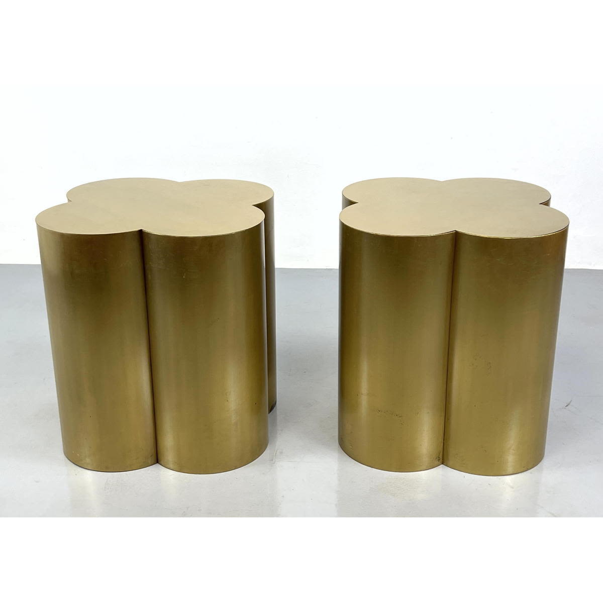 Pr Brass Quatrefoil Form Pedestal
