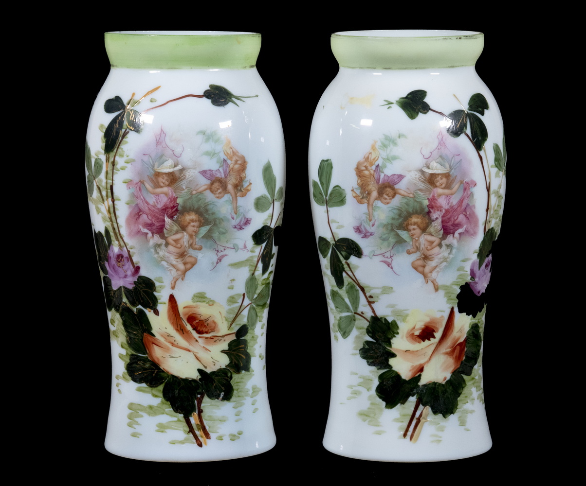 PR BRISTOL GLASS MANTEL VASES