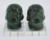 PR BRONZE BABY HEAD BOOKENDS U