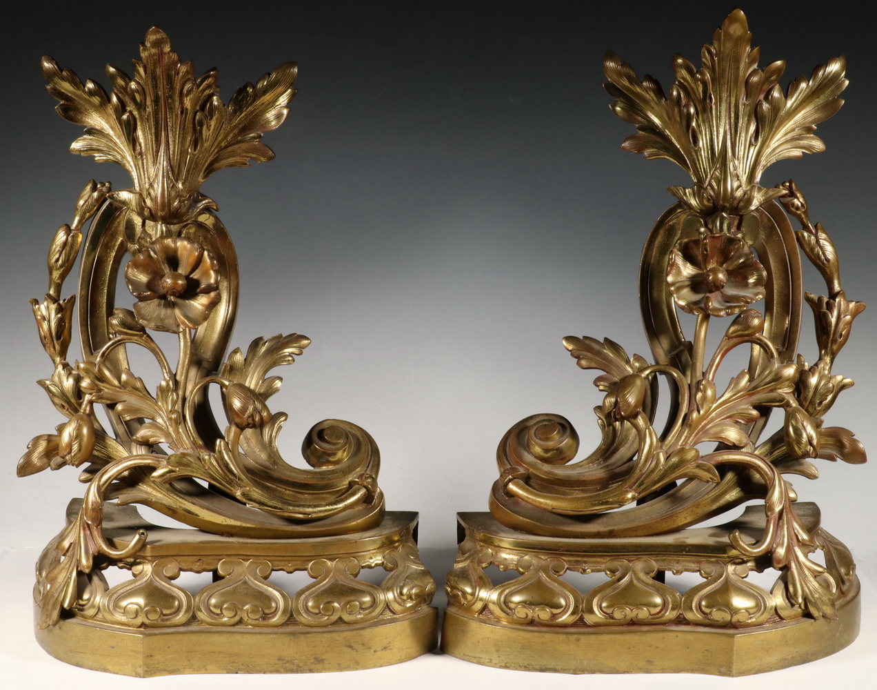 PR BRONZE FLORAL CHENETS Pair of