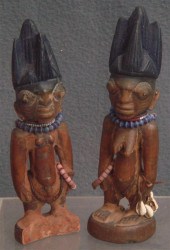 Pr carved wood Ibeji figures,