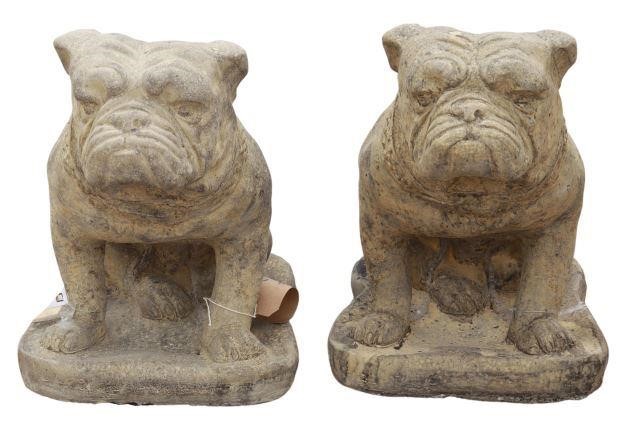 (PR) CAST STONE SEATED BULLDOG