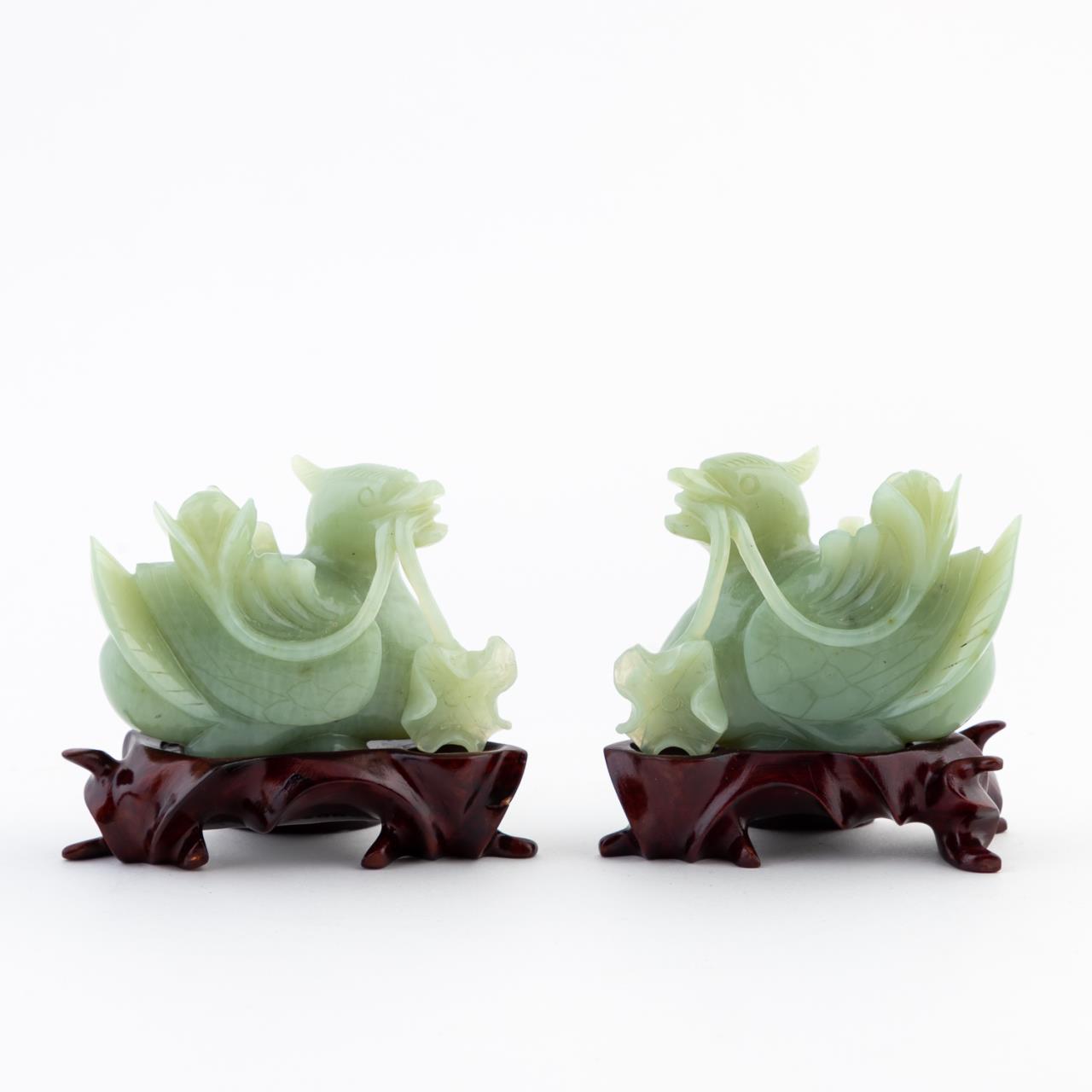 PR, CELADON HARDSTONE DUCKS ON