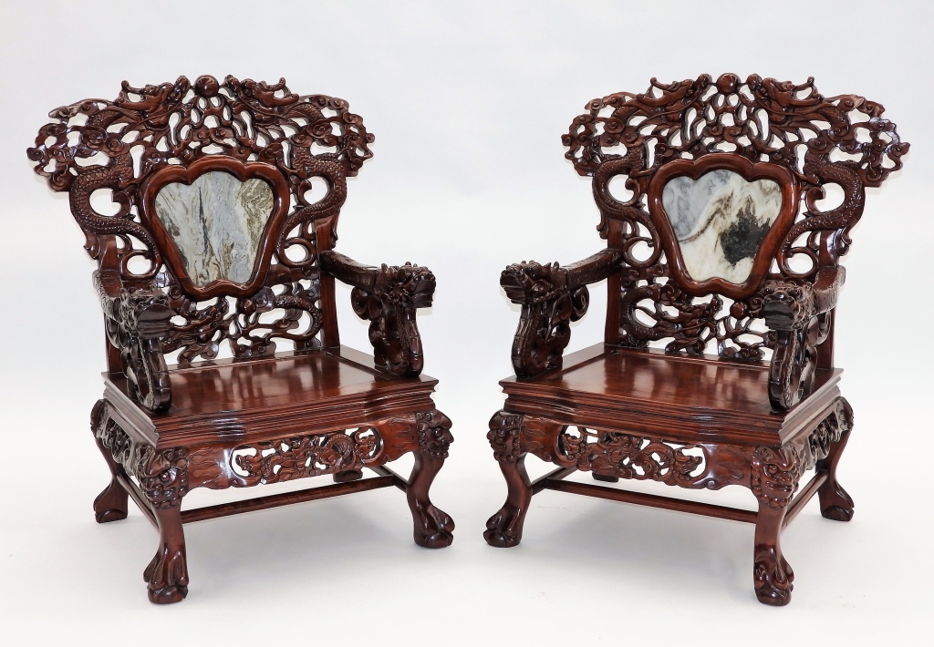 PR CHINESE CARVED HARDWOOD MARBLE
