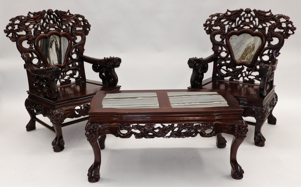 PR CHINESE CARVED HARDWOOD MARBLE
