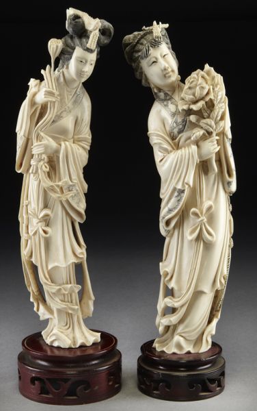 Pr. Chinese carved ivory ladies
