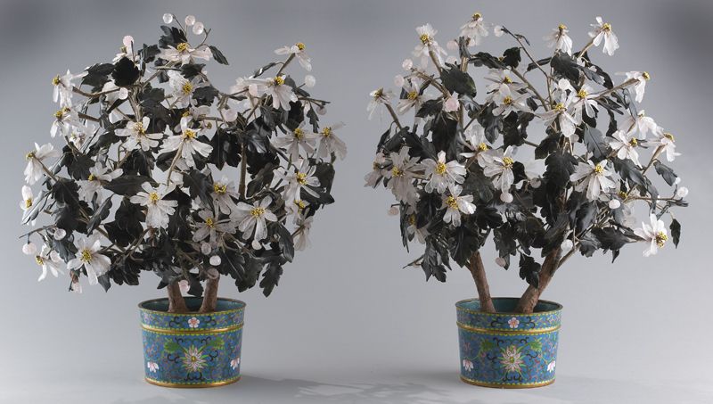 Pr. Chinese carved jade treesset in