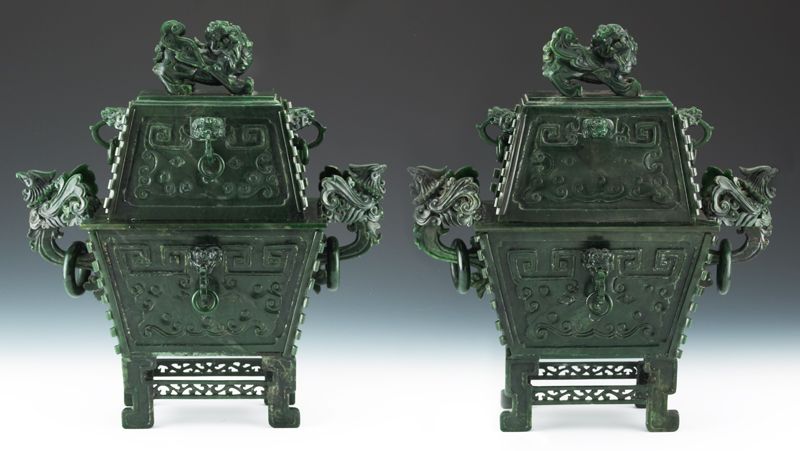 Pr. Chinese carved spinach jade