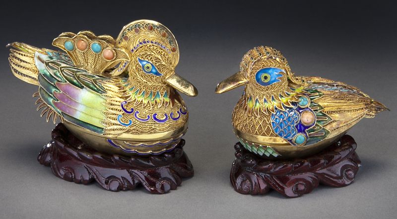 Pr. Chinese enamel over silver duck