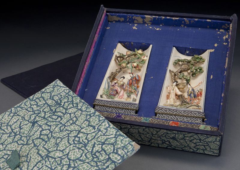 Pr. Chinese polychrome carved ivory