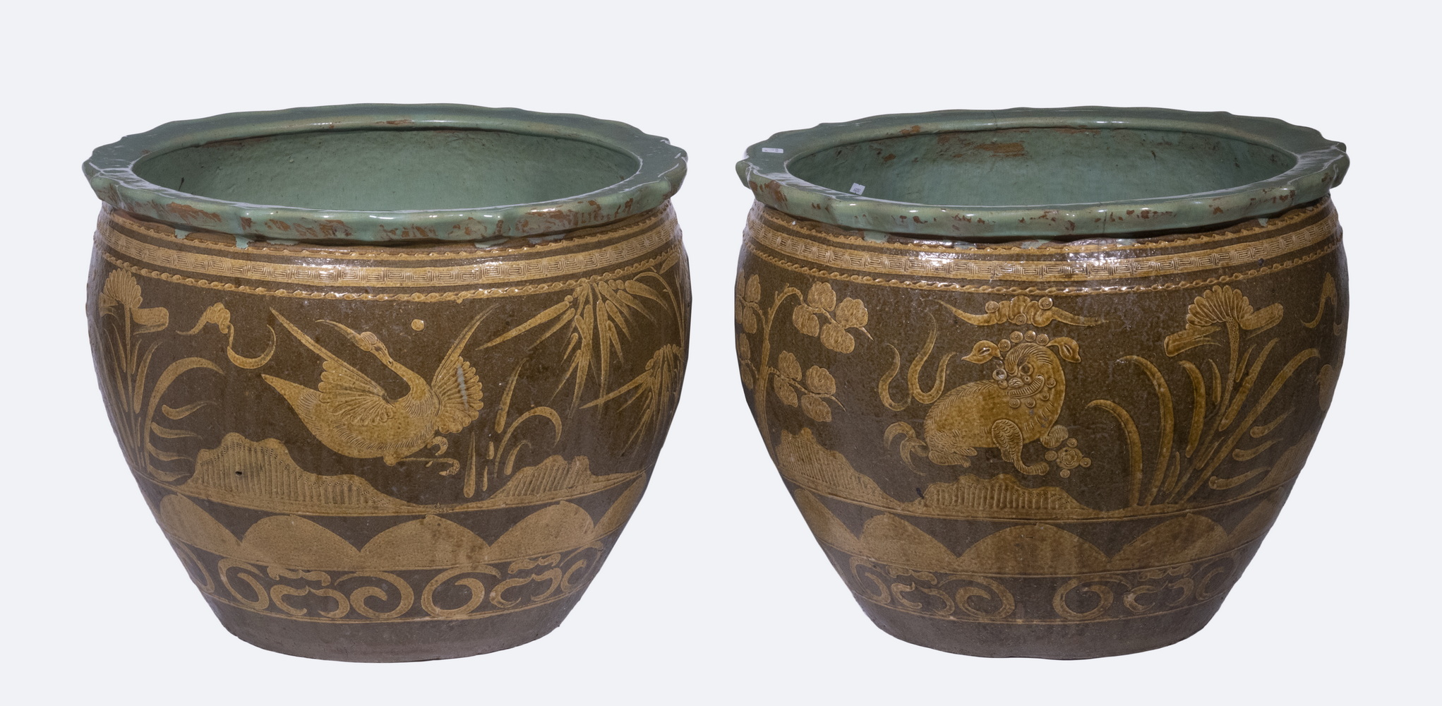 PR CHINESE POTTERY PLANTERS Pair of