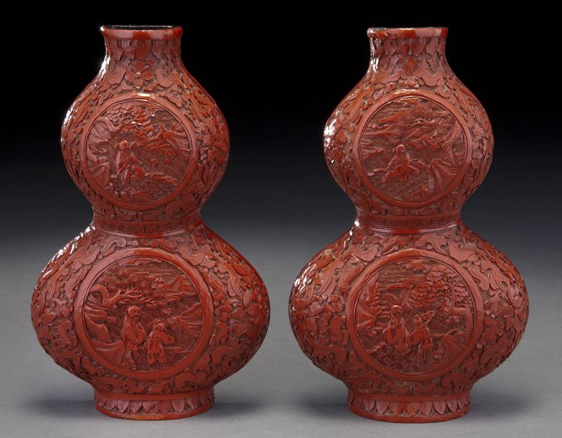 Pr. Chinese Qing carved cinnabar