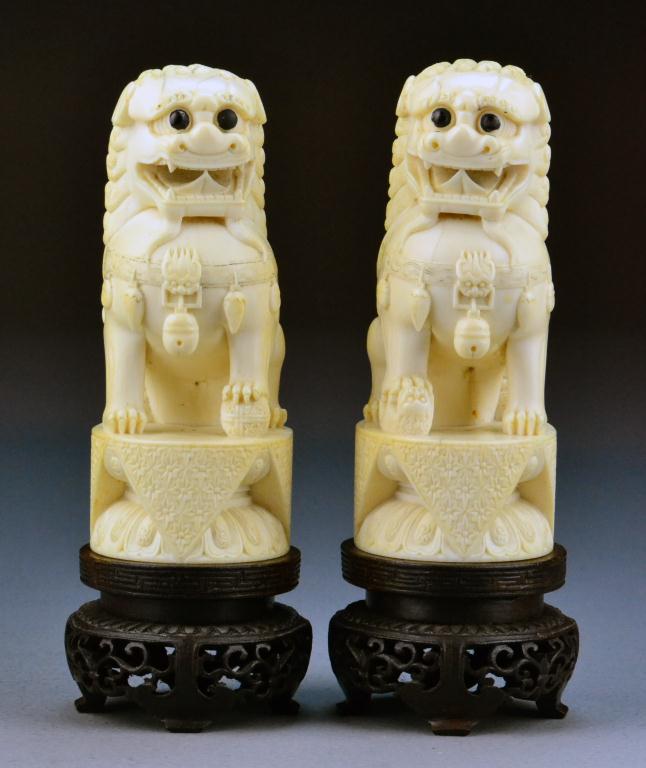 Pr. Chinese Qing Carved Ivory Foo