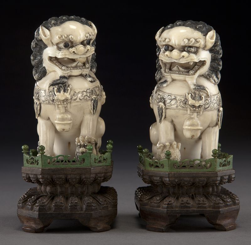 Pr. Chinese Qing carved ivory foo